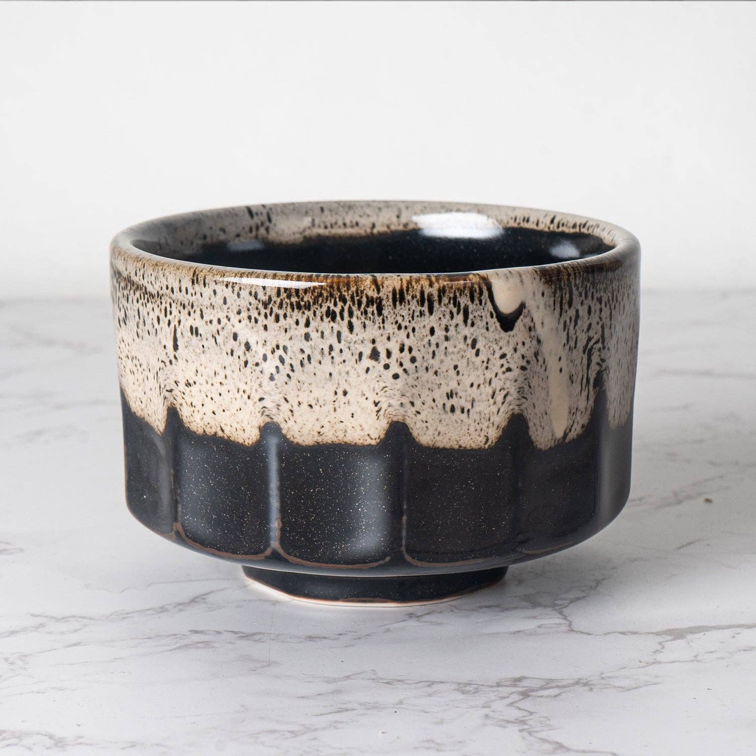 Faceted Drip Glaze Matcha Bowl