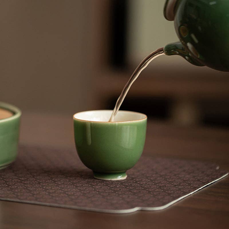 Green Glaze Ceramic Tea Cup