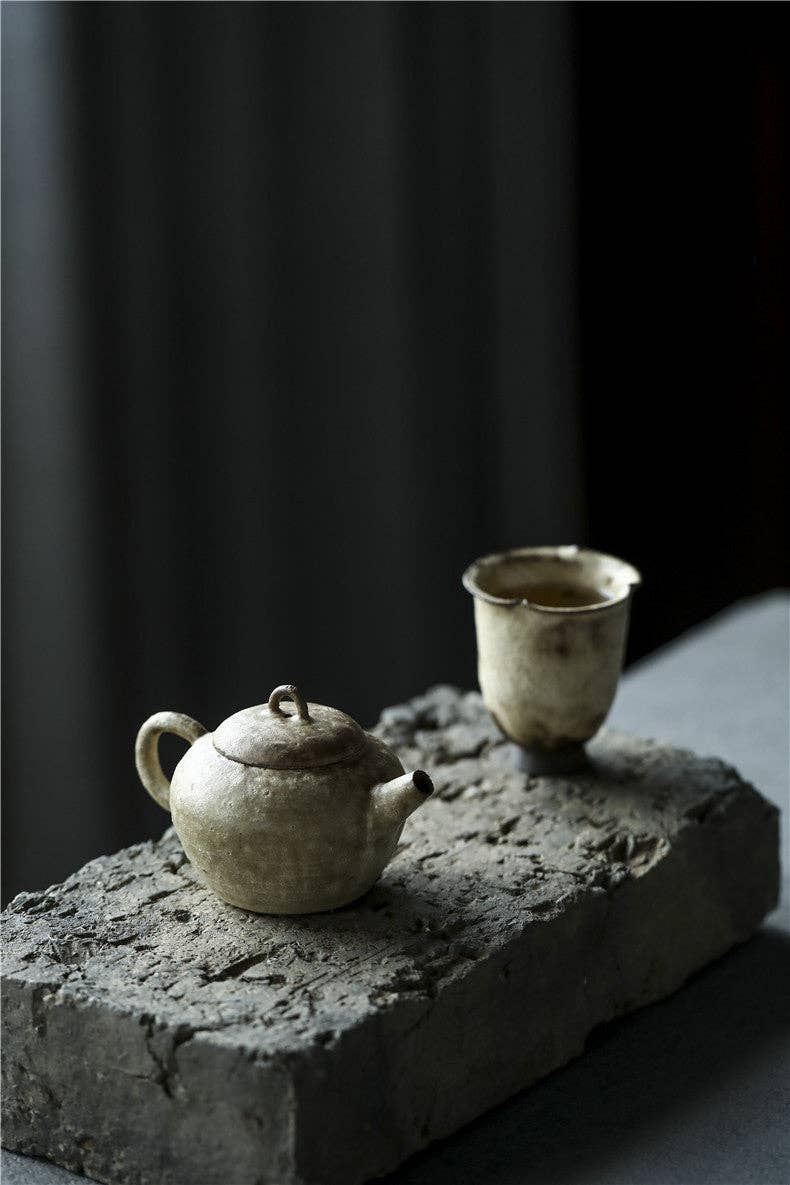 Wood-fired White Paint Teapot