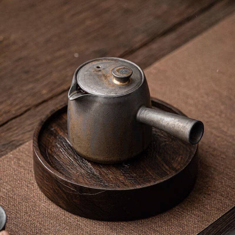 Side Handle Ceramic Metallic Glaze Teapot