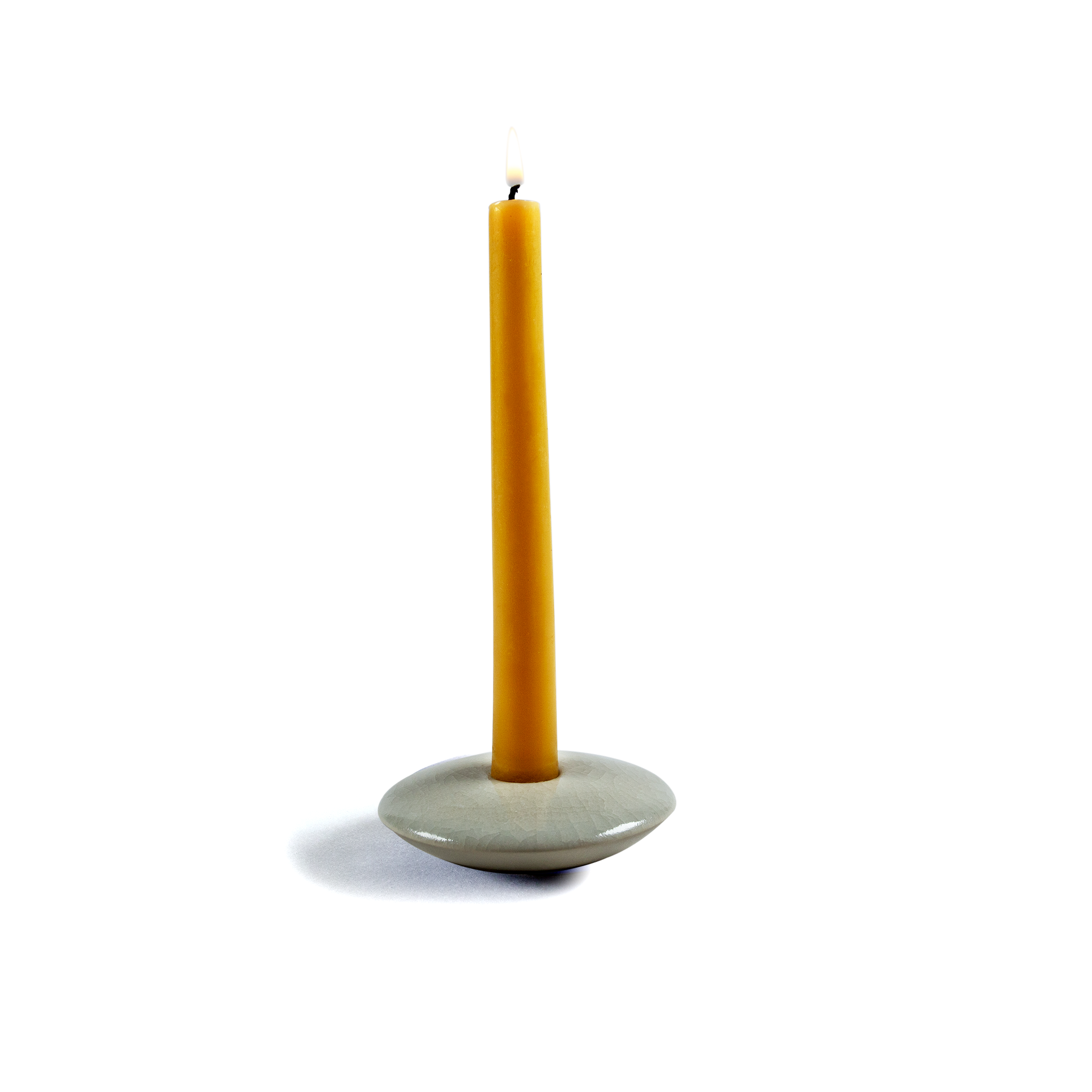 Disk Ceramic Candle Holder in Quartz