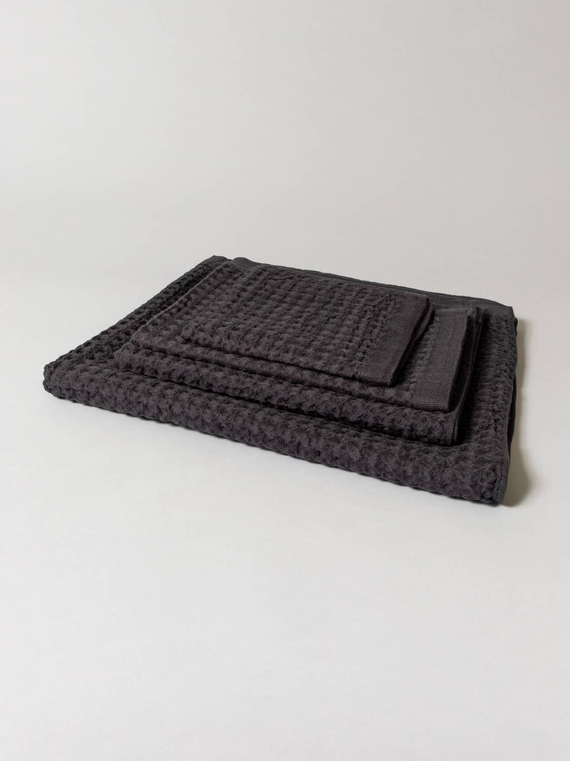 Lattice Linen Towel, Charcoal