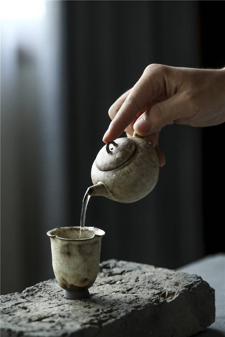 Wood-fired White Paint Teapot