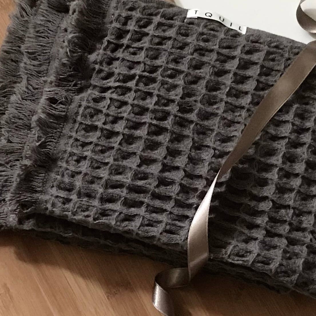 Waffle Cotton Hand Towel - Charcoal