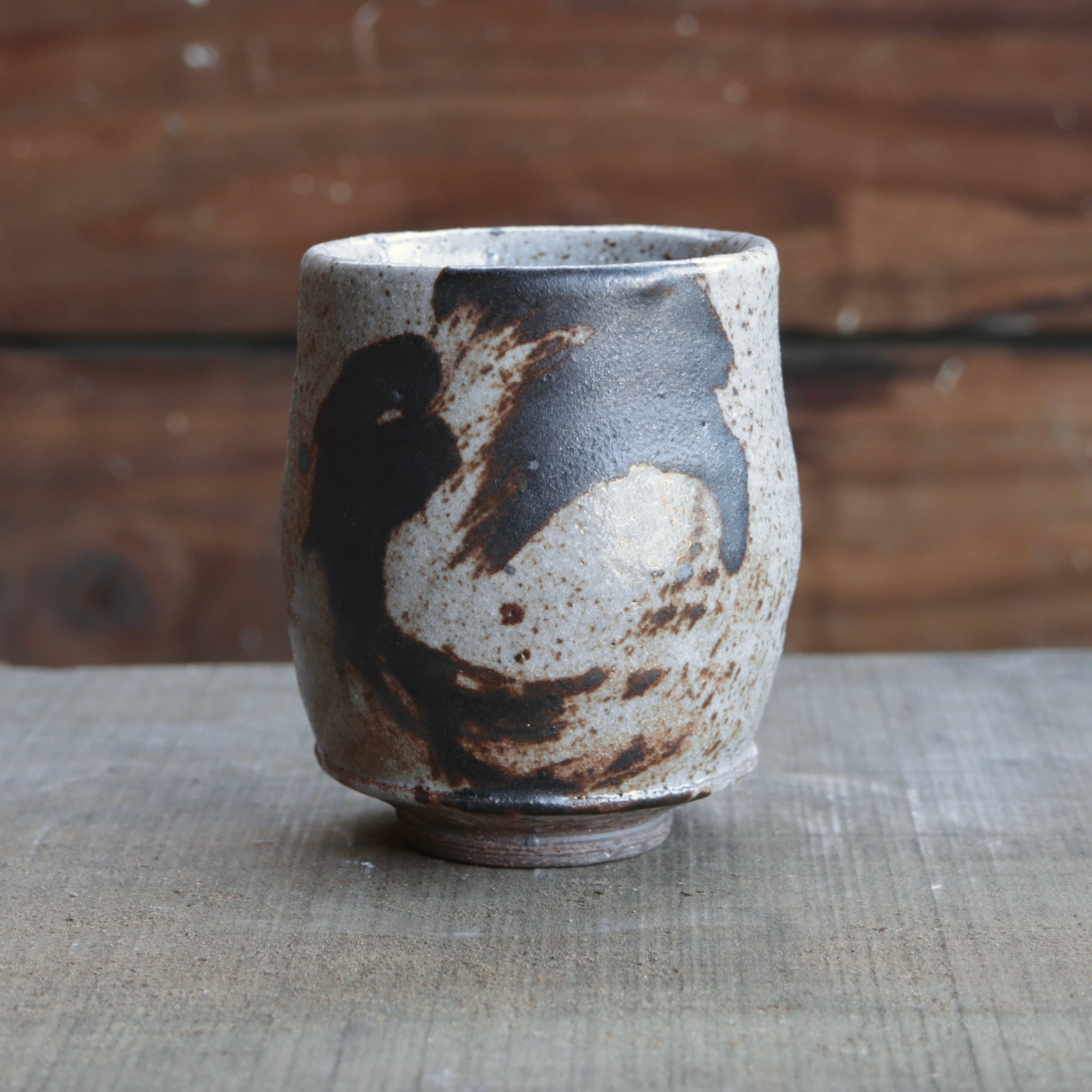 Wild Clay Yunomi with Iron Decoration