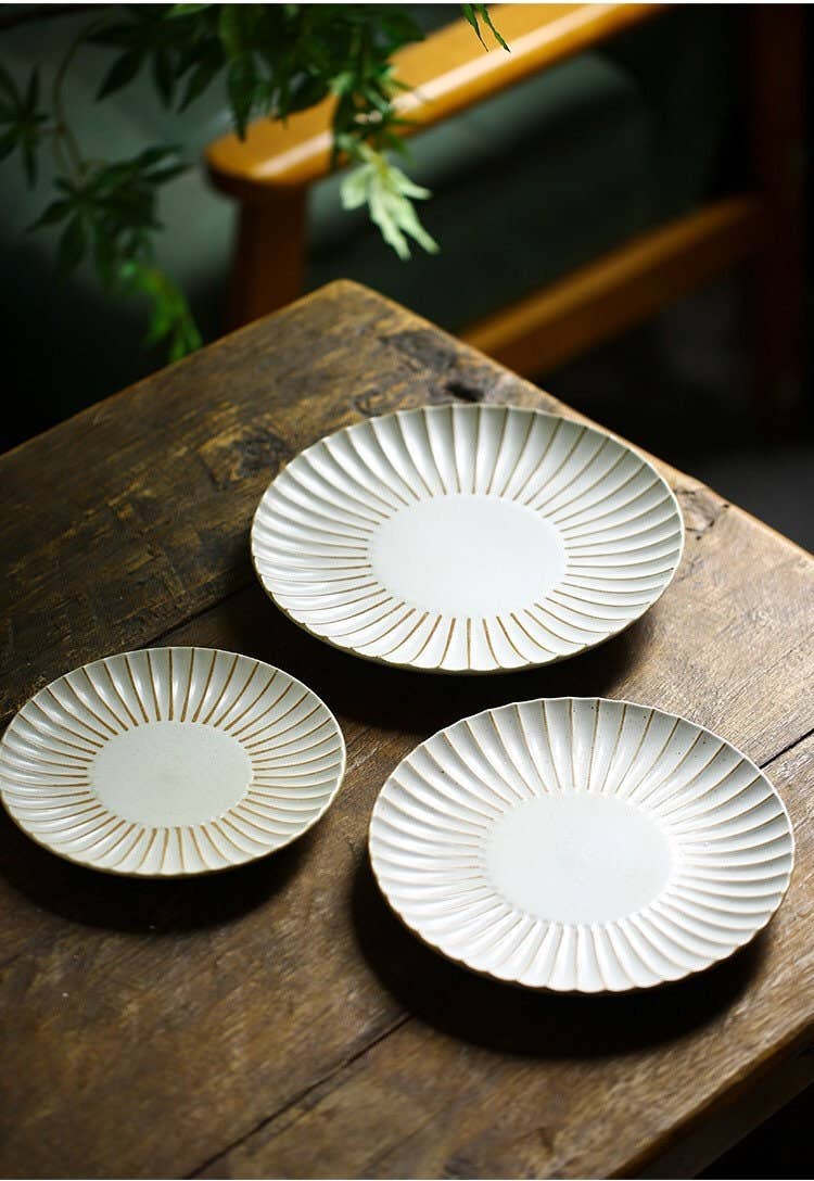 Handmade Fluted Ceramic Plates