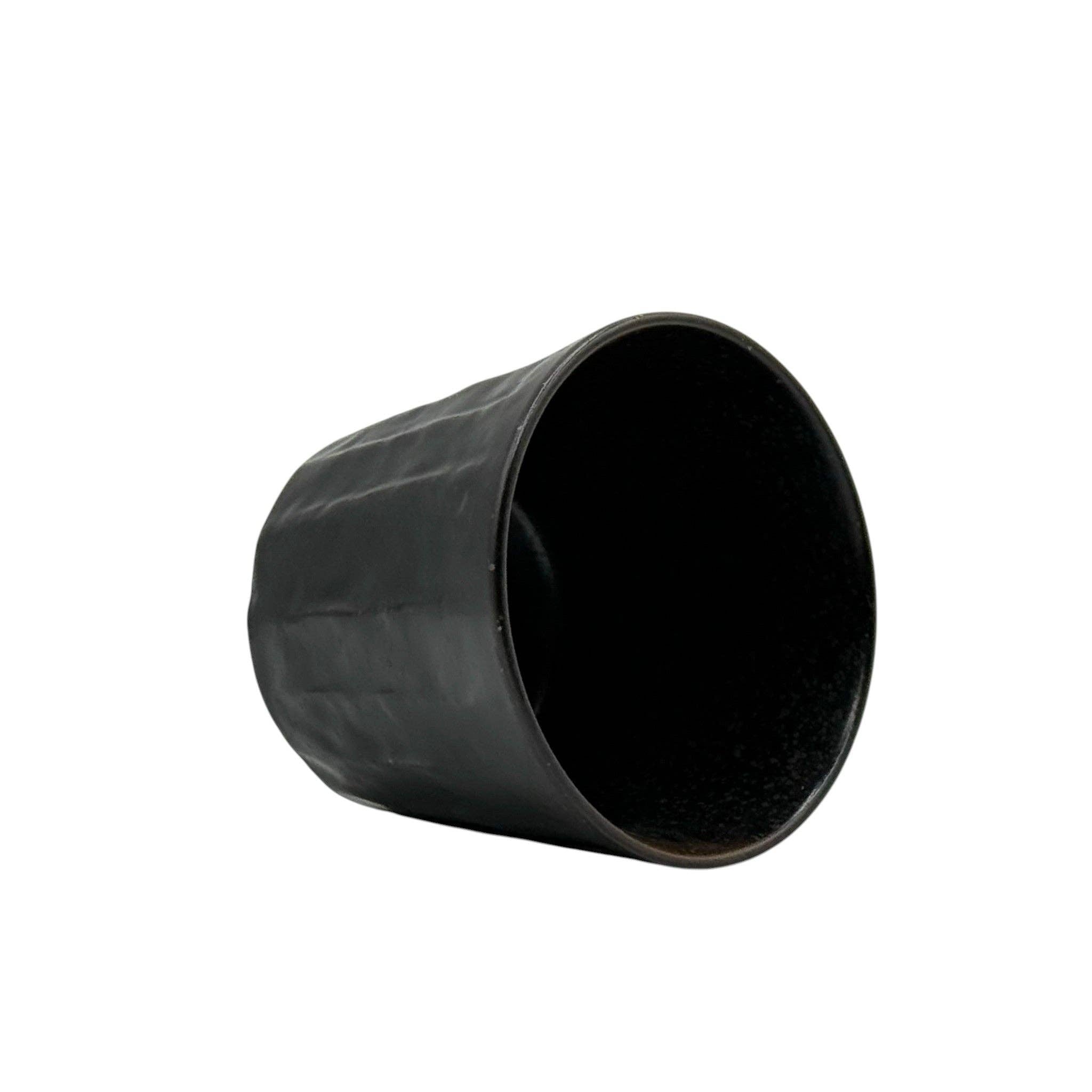Ribbed Black Yunomi - Japanese Teacup