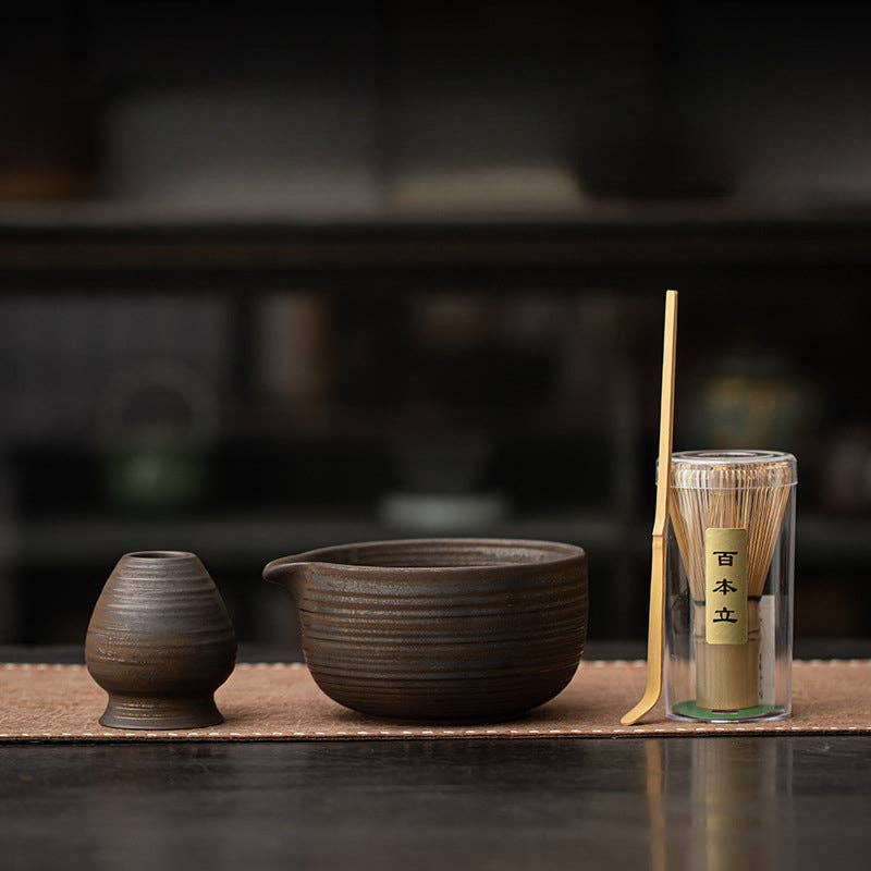 Golden Brown Glaze Ceramic Matcha Set