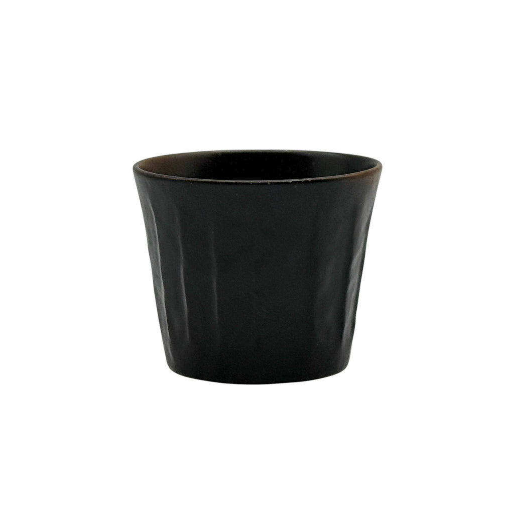 Ribbed Black Yunomi - Japanese Teacup