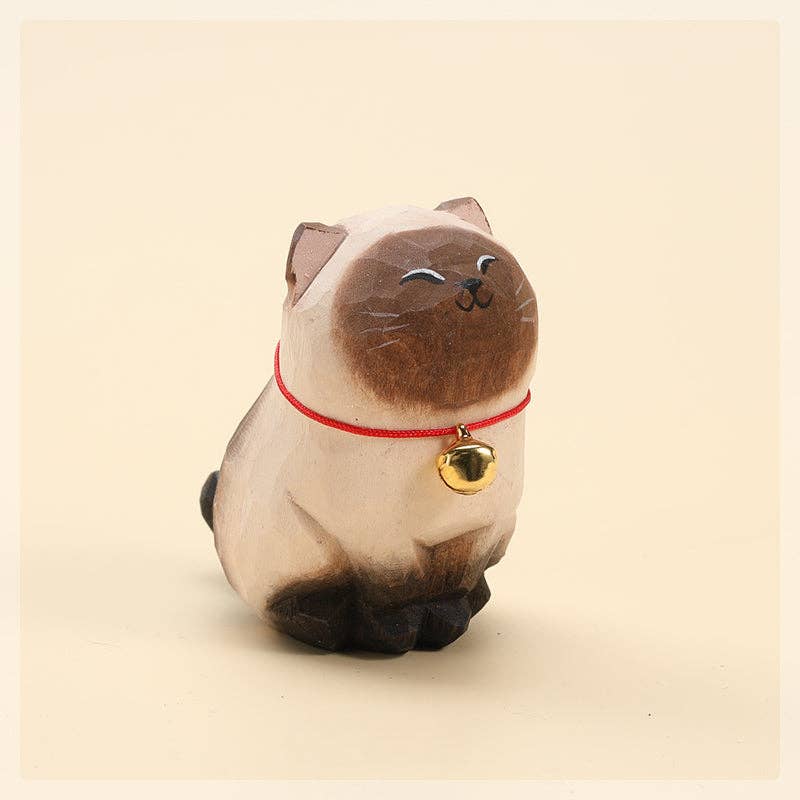 Handcrafted Wooden Siamese Cat