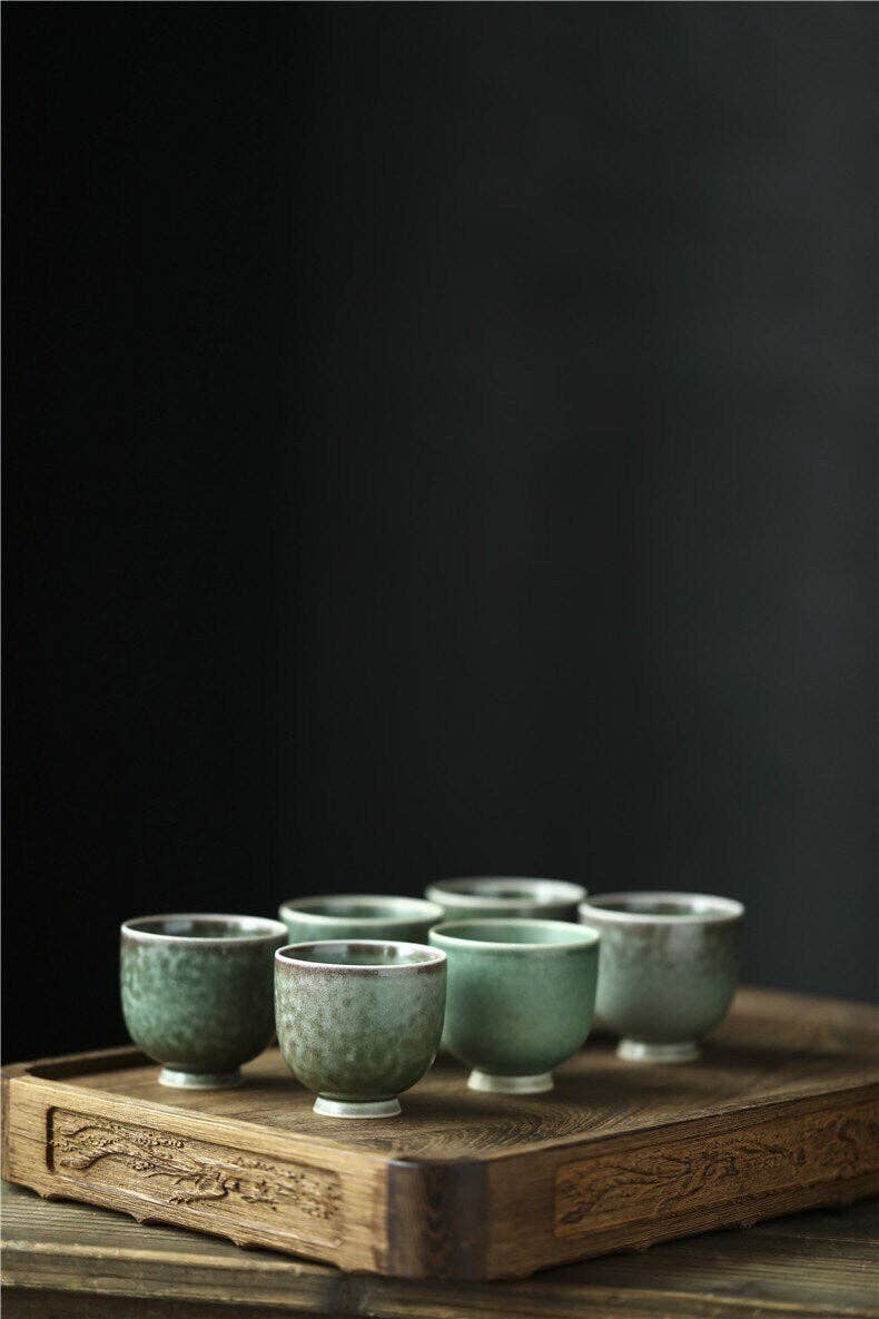 Seafoam Footed Tea Cup