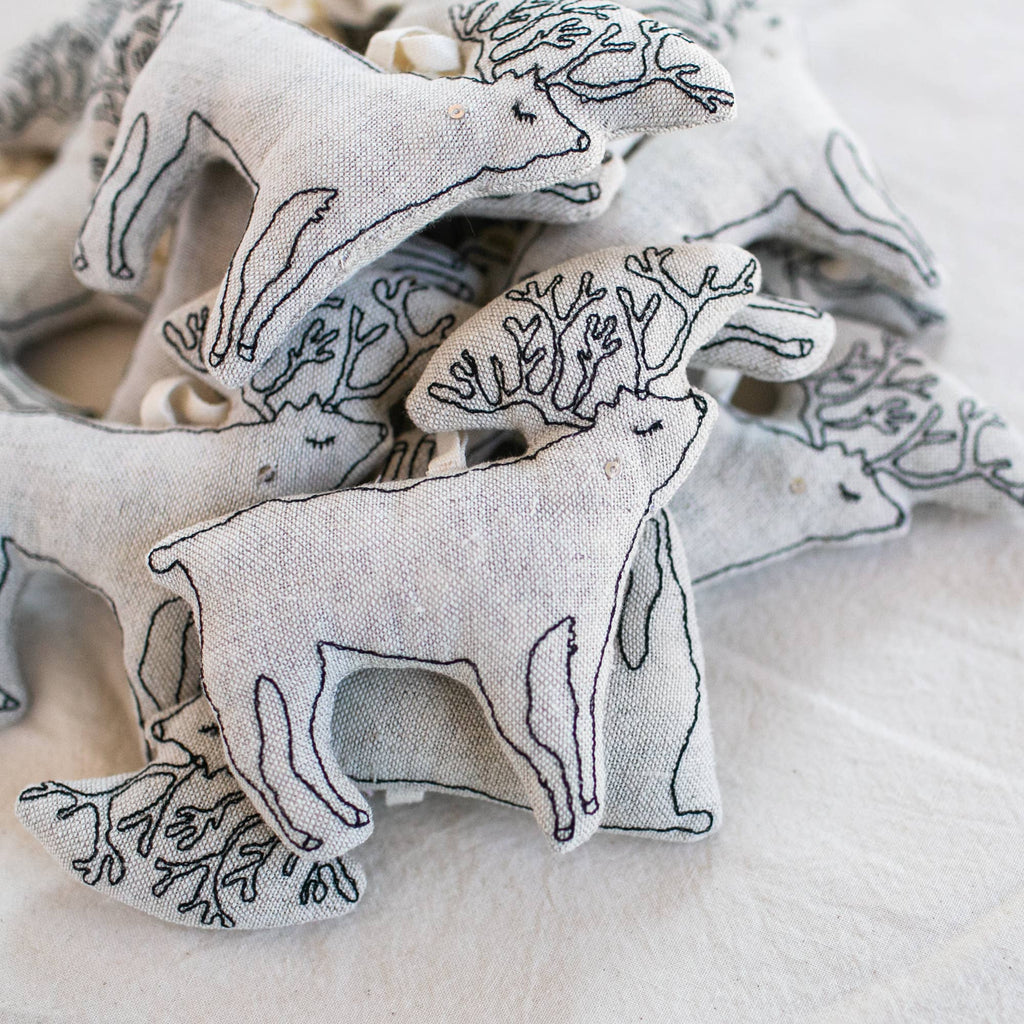 Woodland Deer, Lavender Filled, Embroidered Ornament