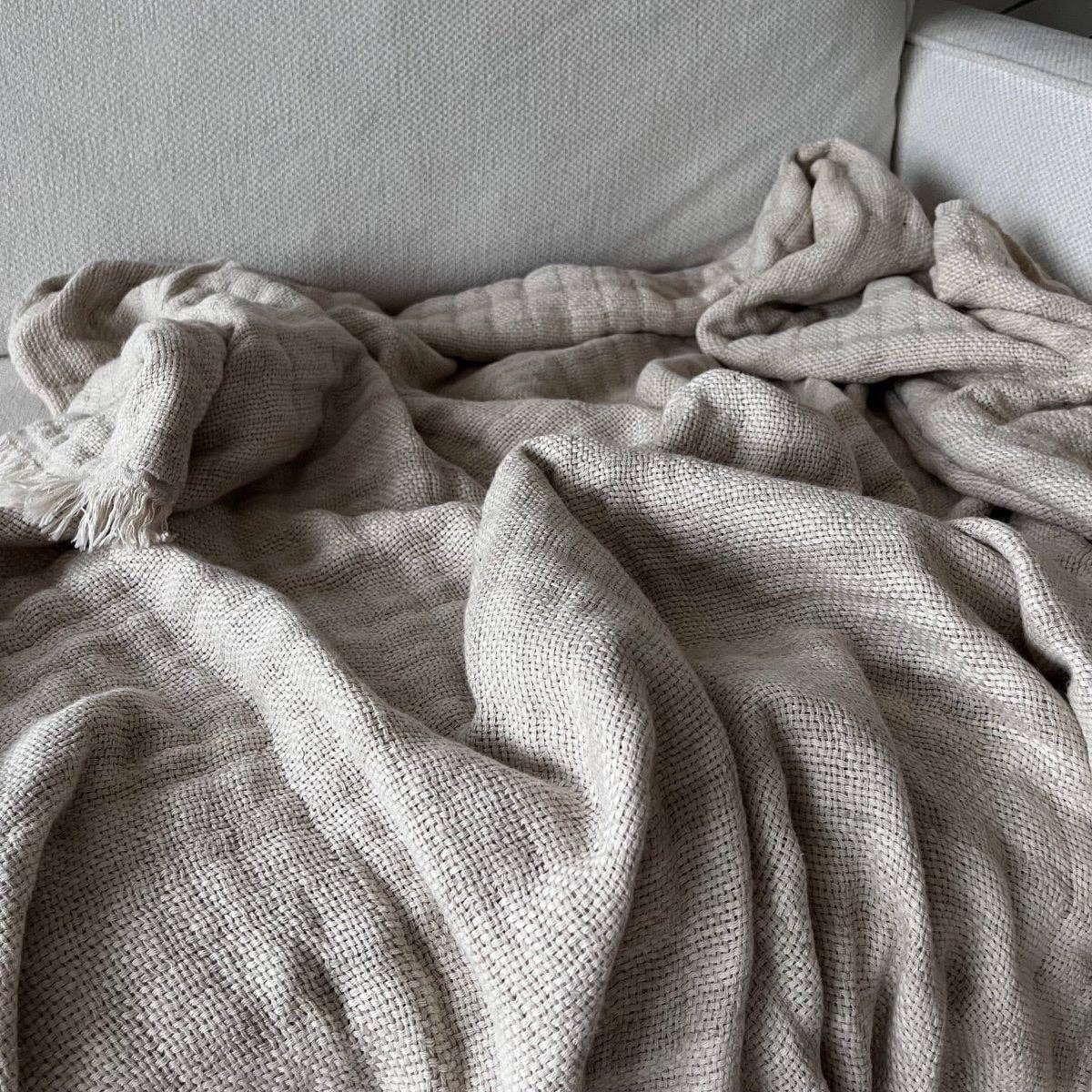 Carilla Linen & Cotton Plaid Throw Blanket W01