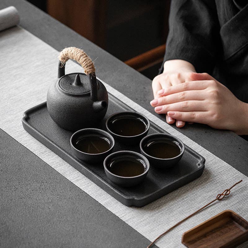 Matte Black Ceramic Tea Set