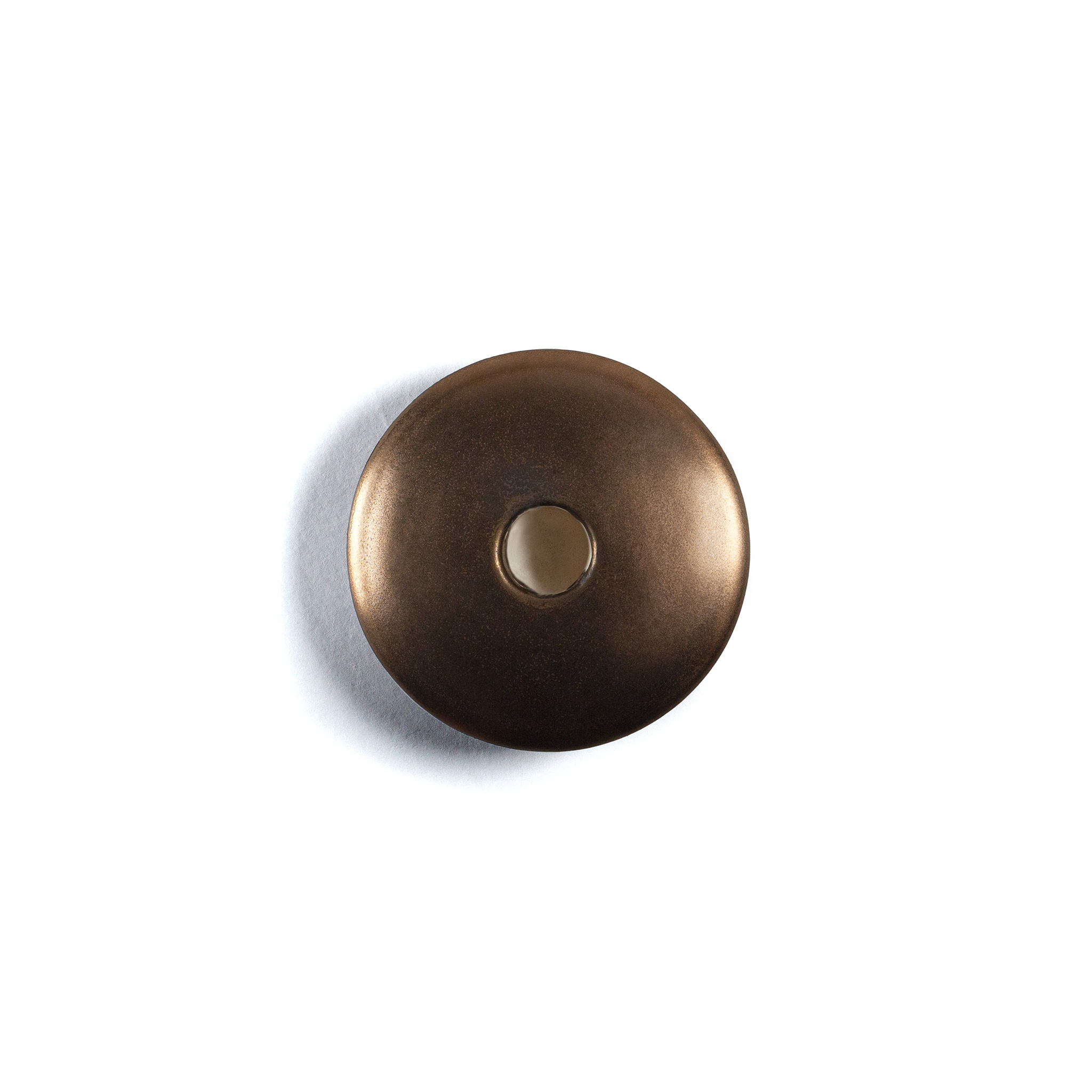 Disk Ceramic Candle Holder In Patinated Brass