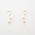 Small Flower Long Earrings - Gold