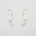 Small Flower Long Earrings - Sterling Silver