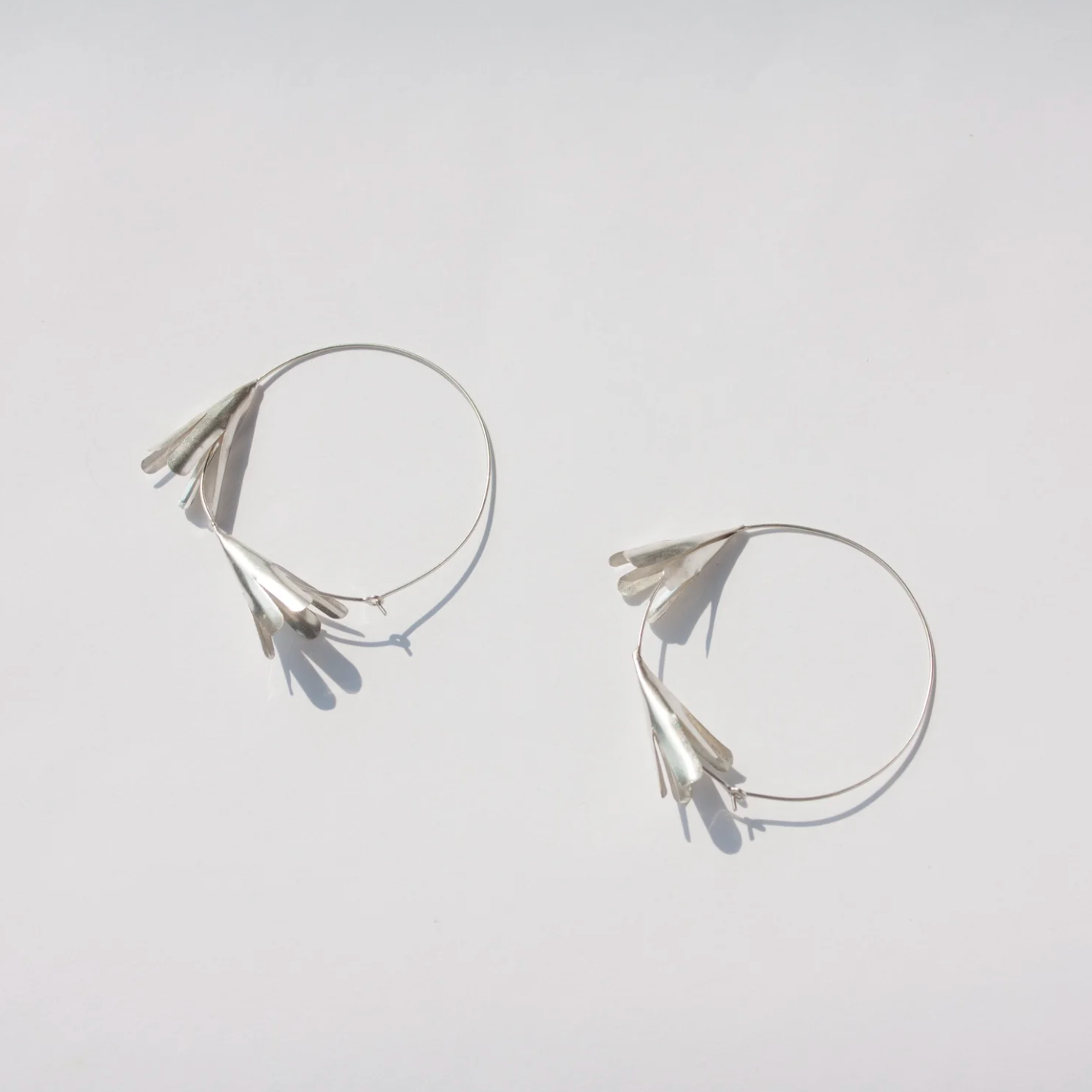 Flower Hoop Earrings - Sterling Silver