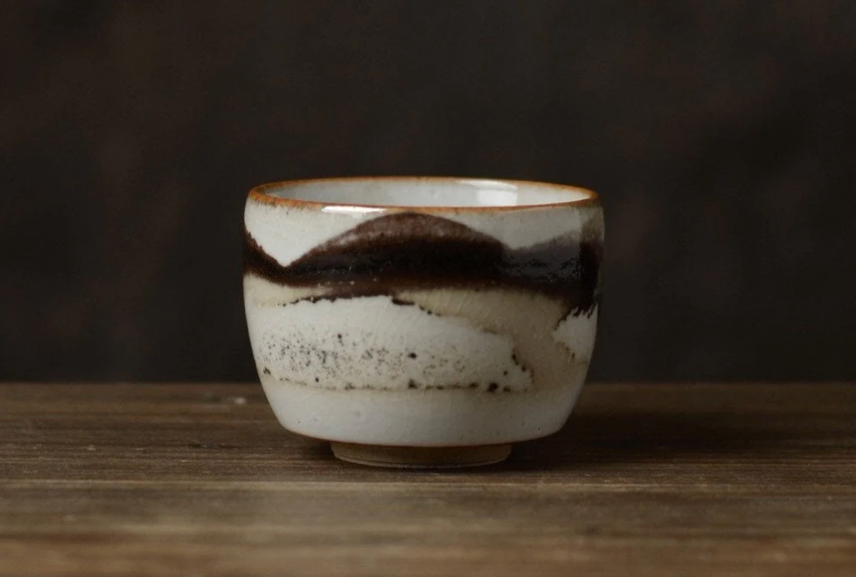 Hand-painted Black Ink Teacup