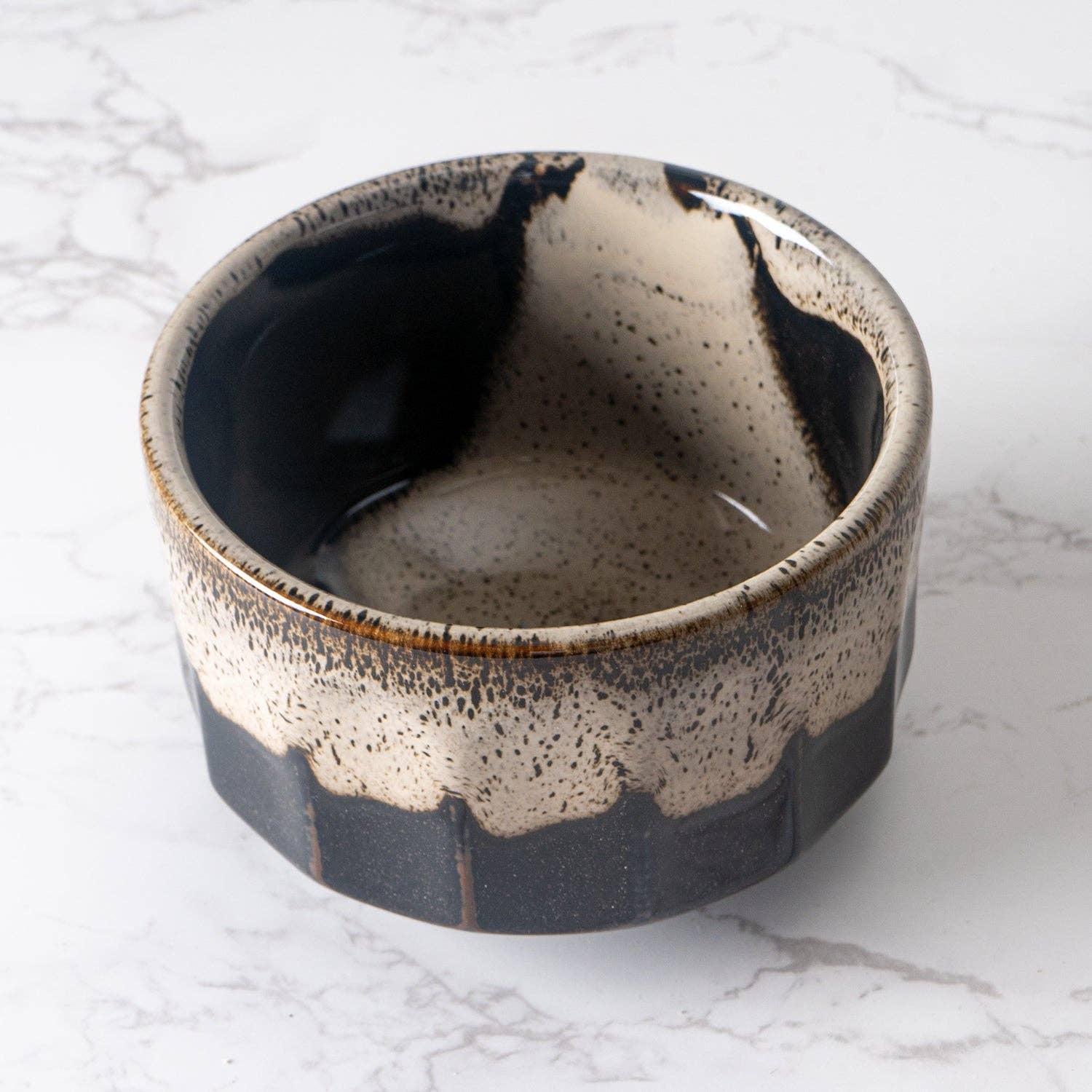 Faceted Drip Glaze Matcha Bowl