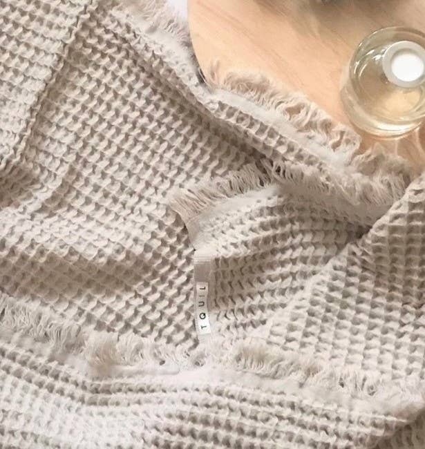 Waffle Cotton Bath Towel - Sand