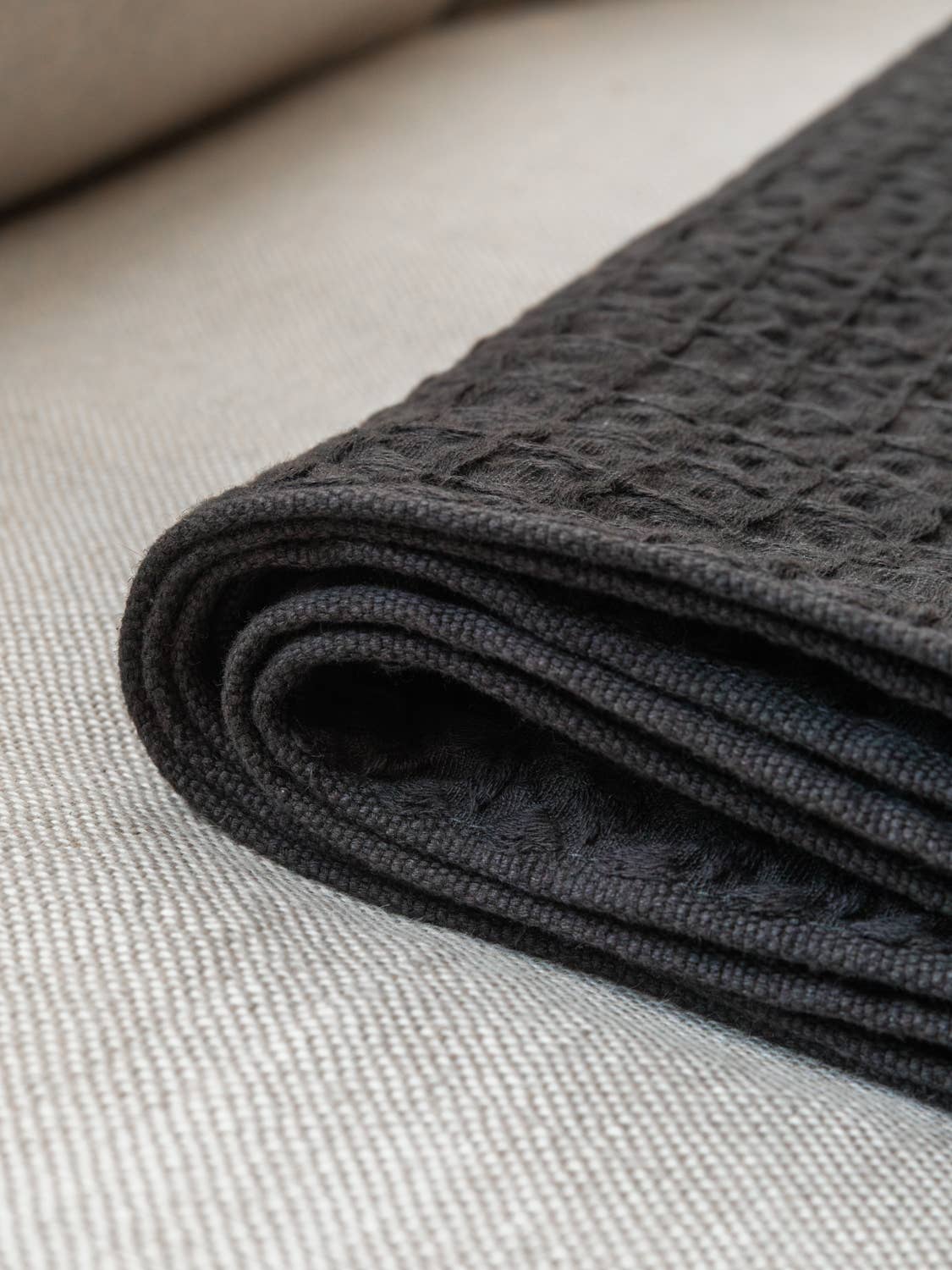 Lattice Linen Towel, Charcoal