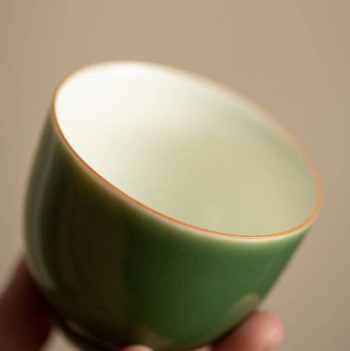 Green Glaze Ceramic Tea Cup