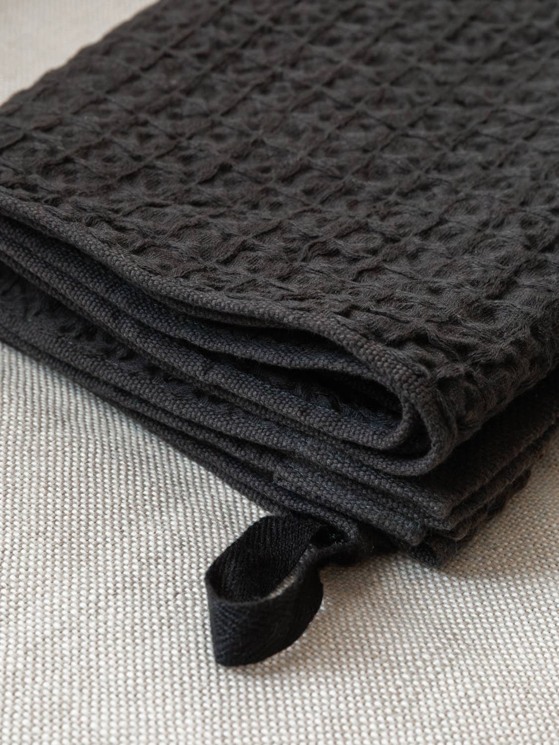 Lattice Linen Towel, Charcoal