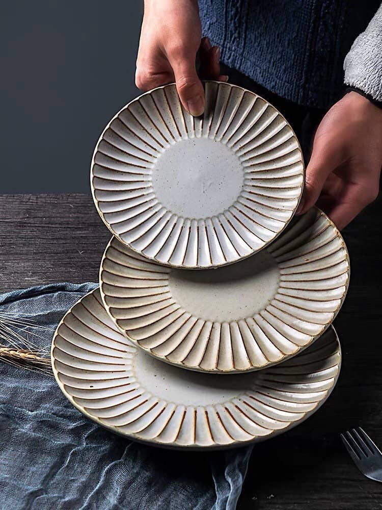 Handmade Fluted Ceramic Plates