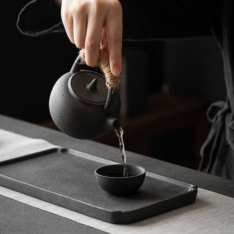 Matte Black Ceramic Tea Set