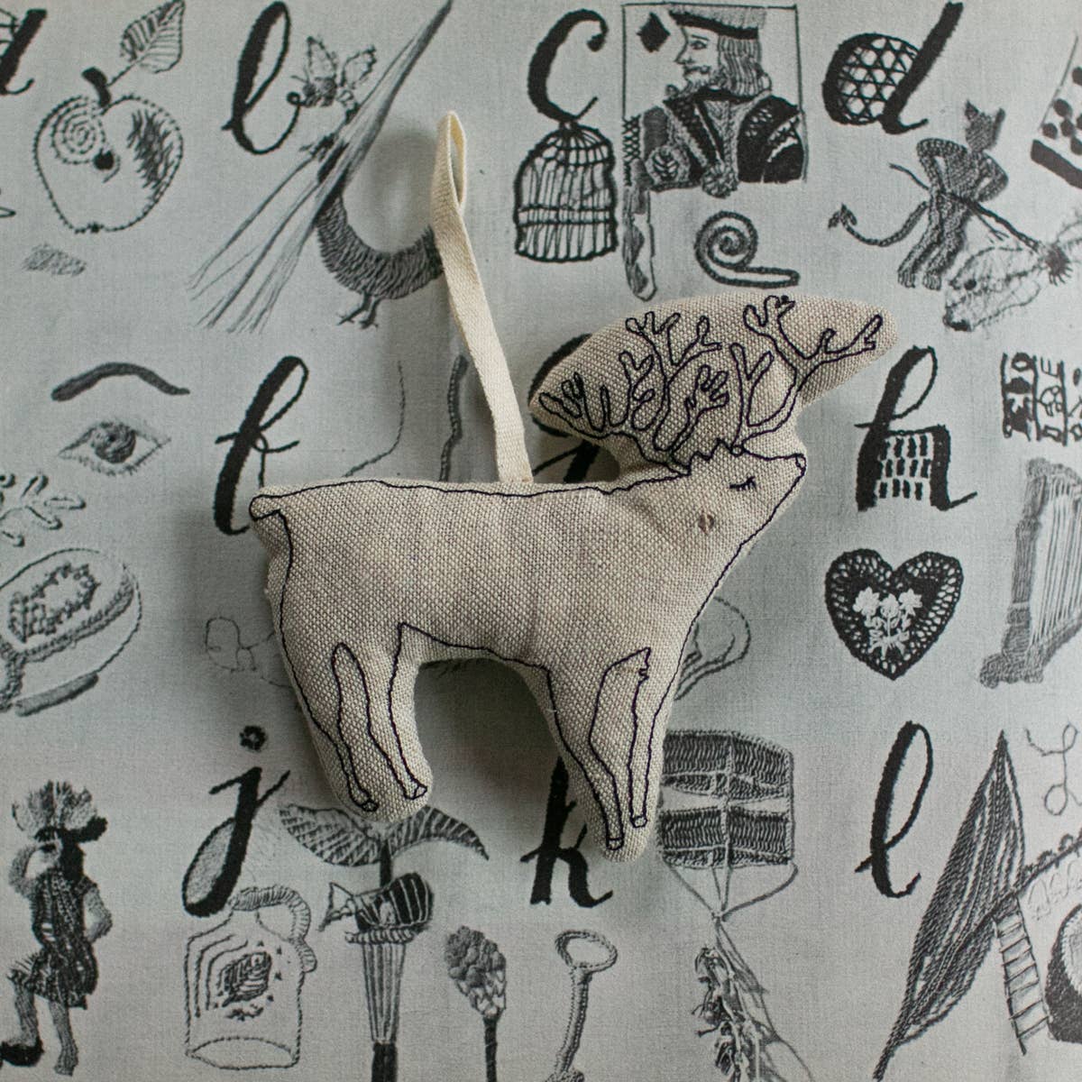 Woodland Deer, Lavender Filled, Embroidered Ornament