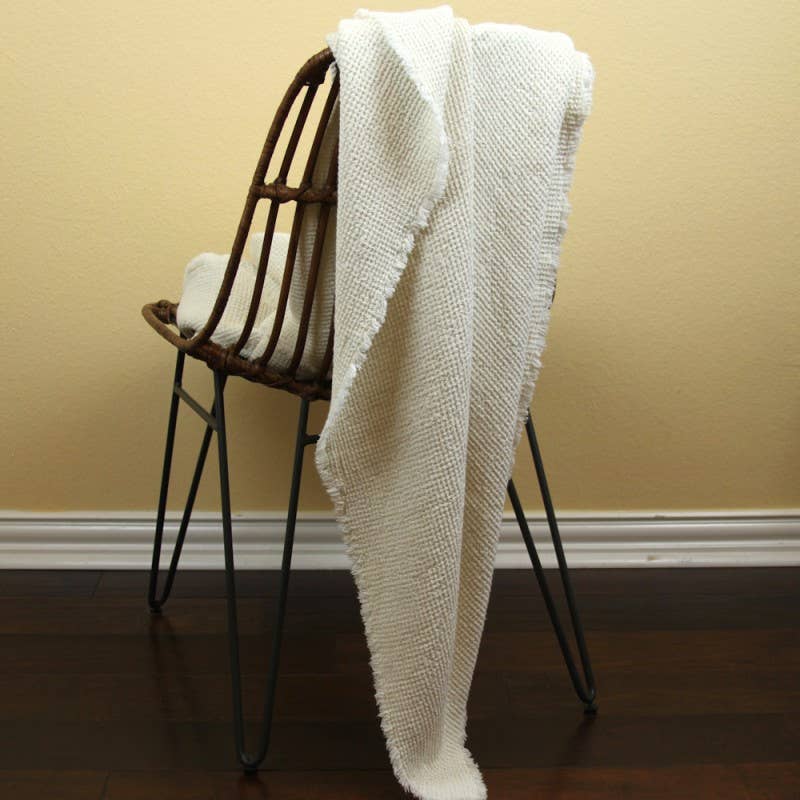 Stonewashed Waffle Linen Throw
