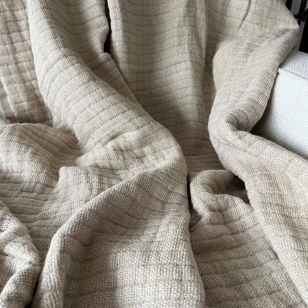 Casabali Linen Plaid Throw Blanket